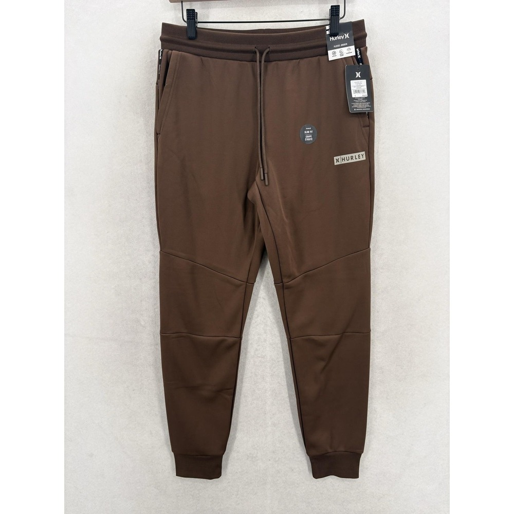 Hurley Fleece Jogger Pants Mens Small Brown Slim Fit Moisture Wicking Training